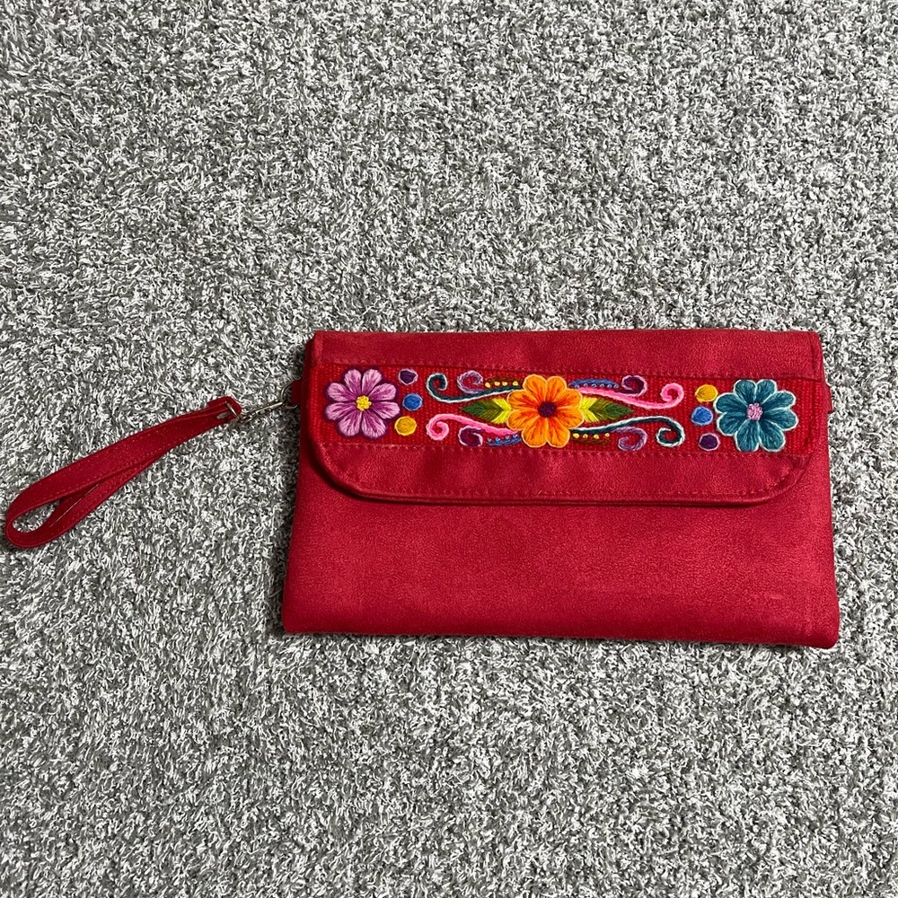 Christmas Red Clutch with Crossbody Strap